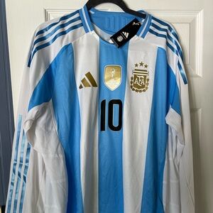 Adidas Lionel Messi Authentic Argentina 2022 World Cup Jersey - Long Sleeve